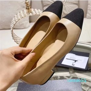 2023-dress shoes in spring and autumn shoes period Leather color matching women's retro thick-soled wedding dress leisure 2.5Cm flat heel outdoor