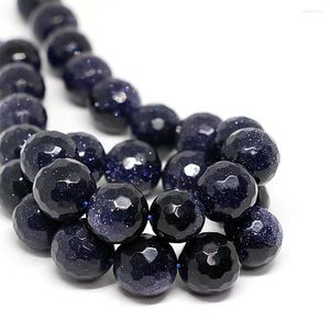 Beads Natural Stone Blue Sandstone 4mm 6mm 8mm 10mm 12mm 14mm Faceted Round High Grade Jewelry Making Loose 15 Inch A07