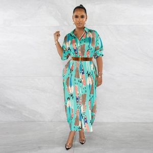 Casual Dresses 2023 Slimming Sense Of Design Pure Sweet And Spicy Style Digital Printing Shirt Long Sleeve Dress Female Without Belt