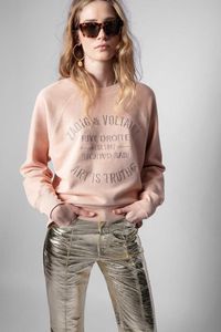 Nya Zadig Voltaire Women Designer Sweatshirt Fashion Black Classic Letter Brodery Cotton White Loose Pullover Jumper Sweater Q5