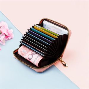 Card Holders 1 Pc Men Business Holder Genuine Leather Women Zipper Pocket Unisex Case Coin Purse