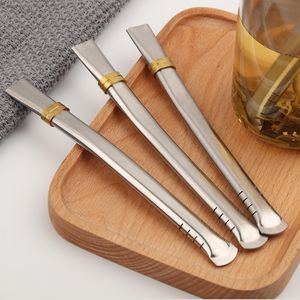 Yerba Mate Bombilla Straw Spoons Reusable Stainless Steel Straws for Gourd/Cup Tea Drinking