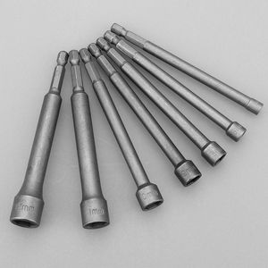 Contactdozen 7PCS 1/4" 110mm Long Hex Magnetic Nut Driver Socket Set Metric Impact Drill Bits Adapter 512mm Socket Wrench Extension Bar