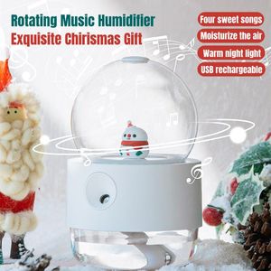 Elettrodomestici Umidificatore wireless da 300 ml Ricaricabile Umidificatore musicale rotante carino Diffusore di olio aromatico per la casa Lampada da notte calda Regalo di Natale