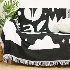 Koce nordyckie abstrakcyjne geometrię rzut koc wielofunkcyjny Czarna biała dekoracja Dekoracja Składka Cobertor Sofa Sofa Miękka arkusz