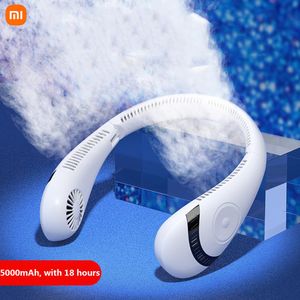 Ventole Xiaomi 5000mAh Ventilatore appeso al collo Pieghevole Raffreddamento ad aria estivo Ventilatori USB ricaricabili senza lama Muti con archetto da collo per gli sport da corsa