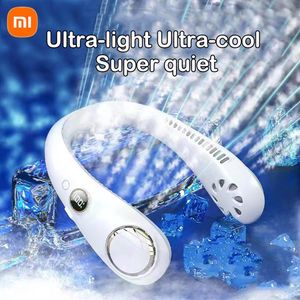 Fans Xiaomi Portable Hanging Neck Fan Mini Electric Wireless Fan USB Rechargeable Bladeless Mute Fans Air Conditioning Cooler