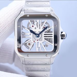 Square tank Mens Watches 39mm rubber and Stainless Steel Mechanical Watches Case Bracelet Fashion Date Watch Male lady 35mm watch Montre De Luxe waterproof