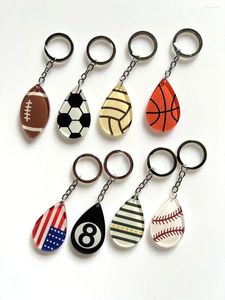 Keychains Acrylic Volleyball Stainless Steel Keychain Football Bag Car Ball Key Toy Holder Ring For Men Women Wholesale