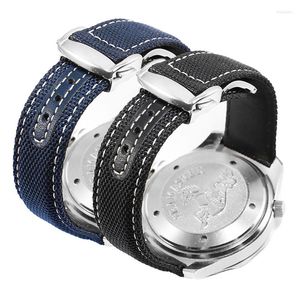 Watch Bands Black Blue Watchband For Men Folding Buckle Universal Interface Canvas Nylon Chain 19 20 22mm