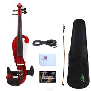 Yinfente Advanced Red Electric Violin 4 4 Silent wooden Body Nice Tone #EV15