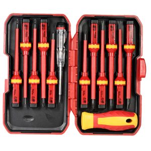 SCHROEVENDRAAIER 13PCS 1000V Förändrad isolerade skruvmejslar Set med magnetiska slitsade Phillips Torxbitar Ring Electrician Reparation Handverktyg