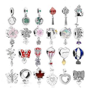 925 STERLING SLATER Dangle Charmfour Clover Monkey Bow Bead Fit Pandora Charms Bracelet Diy Acessórios