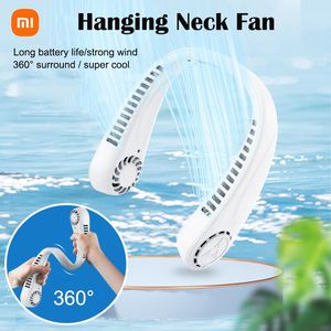 Fans Xiaomi Portable Neck Fan USB Rechargeable Bladeless 360° Surround Adjustable Wireless Air Conditioner Hanging Neckband Fans