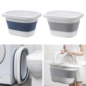 Organization Plastic Collapsible Laundry Basket Foldable Bucket Dirty Clothes Wash Bin Container With Handles Box Storage Bucket Organizer