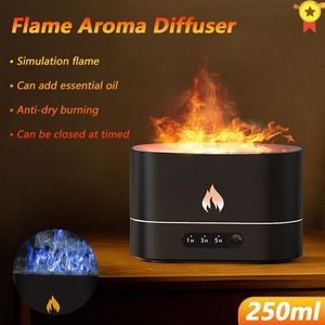 Luftbefeuchter 250ml USB ätherische Öldiffusor -Simulation Flamme Ultraschall Luftfeuchter Home Office Lufterfrischer Duft Beruhigungszerstäubung
