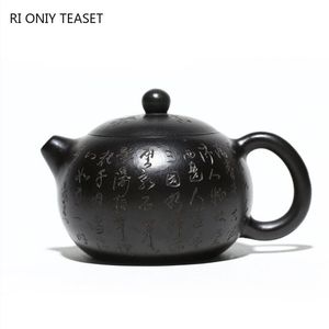 Teewaren 180ml Yixing Purpur Ton Xishi Teapot Master Handgeschnitzte Herz Sutra Teekanne Roherzerz Handgemachtes Kessel Chinese Zisha Tee Set