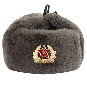 Distintivo sovietico Trapper di lana Cappelli Lei Feng Cap Outdoor Cold plus Thick Velvet Mens Womens Winter Ear Warm Army Hat Ushanka1880