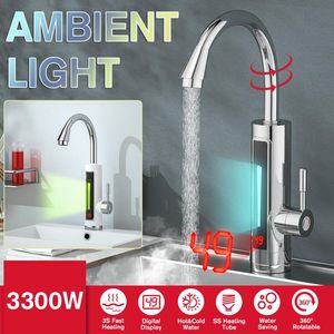 Heaters 3300W Electric Instant Water Heater Faucet Tap Temperature Display 360 Degree Rotatable Instant Heating Tap for Bathroom Kitchen