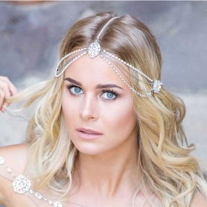 Bling Crystal Chain Wedding Hair Band Hairclip Accessories Rhinestone Hairband Hairpin Bridal Gothic Poun Barrette Dressing Head Wear Huvudbonad smycken