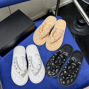 Women Platform Sandals Designer Flip Flops Slippers Soft Leather Mules Fashion Chain Beach Slides Shoes Black White Nude