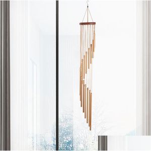 Dekorativa föremål Figurer Solid Wood 18 Pipe Metal Rotating Wind Chimes Hanging Ornament Creative Aluminium Home Outdoor Drop D DHV76