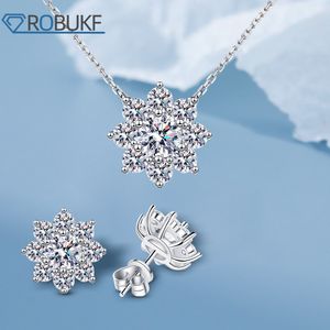 925 Sterling Silver Necklace For Women Real Moissanite Diamonds Sunflower Pendant With GRA Certificate Neck Chain Fine Jewelry