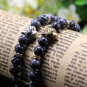 Strand Design Leopard Stone Beads Bracelet Healing Balance Prayer Natural Yoga For Men Women