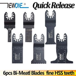 Zaagbladen 6pcs/zestaw szybkie wydanie szybkie wydanie Bimetal Oscyling Multitool Metal Blade z zębami HSS dla profili Alminium