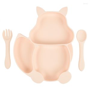 Flatvaruuppsättningar bordsartiklar baby cutlery safe barns matning -grad hög seghet ekorre middagsplatta set