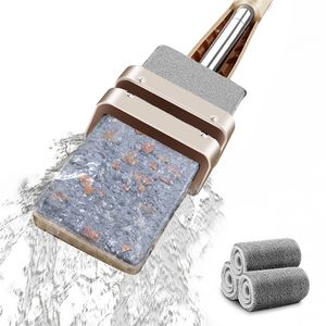 Mops Freihändiges Waschen, Bodenwischer, fauler, doppelt abwischbarer Flachmopp, Lappen für Mikrofaser-Pad-Reinigung, Küche, Heimmopp, 360 rotierender Zaubermopp 230512