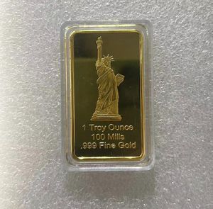 5pcs/cenar Gifts Us Totem Freedom Eagle Retangular Gold Bated Bar USA Estátua da Liberty Metal Token Memorial Bullion Bar Collection.CX