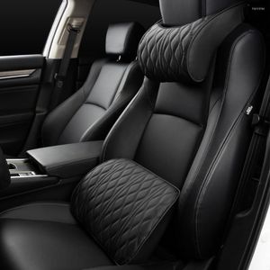 Car Neck Pillow PU Leather Lumbar Waist Support For Seat Memory Backrest Headrest Cushion Auto Gadget Accesorios