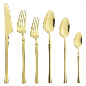 Dinnerware Sets Luxury 304 Stainless Steel Cutlery Set Knife Dessert Fork Spoon Mirror Polish Tableware Flatware Dishwasher Safe