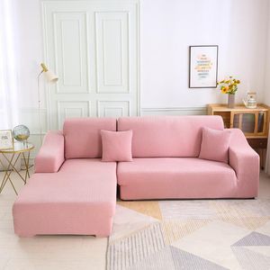 Chair Covers Solid Sectional Sofa Coves L Shape Cover Stretch All-inclusive Cushion Couch Pink SlipCoverChair