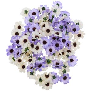 Kwiaty dekoracyjne 100pcs Mini sztuczny słonecznika głowy Daisy for DIY Craft