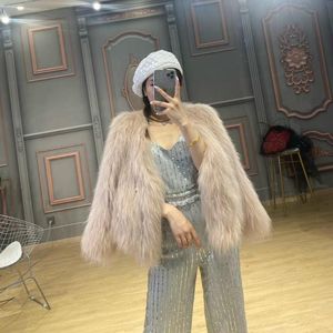 Frauen Pelz Faux LaVelache 2023 Echt Mantel Winter Jacke Frauen Natürliche Waschbär Gestrickte Dicke Warme Oberbekleidung Streetwear Perle V-ausschnitt