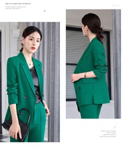 Women's Two Piece Pants Green Suit Jacket Women's 2023 Autumn And Winter Fashionable Temperament Formal Suits