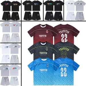 Herren Trapstar T-Shirt Kurzarm Print Outfit Chenille Trainingsanzug Schwarz Baumwolle London Streetwear S-2XL