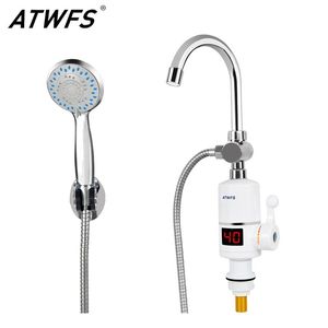 Grzejniki ATWFS podgrzewacz wody kran kran w łazience natychmiastowy elektryczny podgrzewacz ciepłej wody prysznic ogrzewanie 220V ma wyświetlacz LED