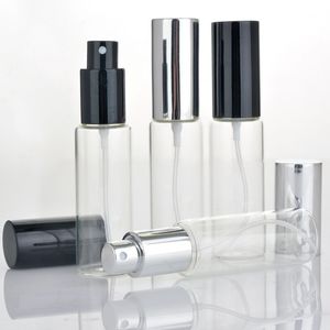 100 Stück hochwertige 30-ml-Glasparfümflaschen, transparente Sprühflaschen, 30 ml, leere Duftverpackungsflasche mit schwarz-silbernem Goldverschluss, 1 Unze