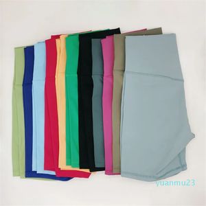 L067B Solid Color Sports Shorts High-Rise Yoga Short Pants Slim Fit Kobiety Running Shorts Br