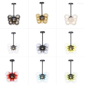 Chandeliers 9 Heads Rotary Color Chandelier Lighting Bedroom Indoor Cafe Balcony Dining Bubble Glass Modern 220v Light Fixtures