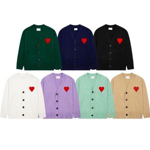 Paris Designer Men's Sweater amis tejido Love Jacquard Cardigan Sweater para hombres y mujeres Top