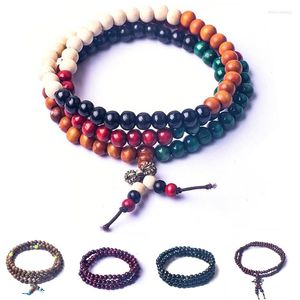 Strand Multi-Layer Wood Prayer Beads Armband Natural Sandalwood Buddhist Buddha Unisex Men Woman Armband Bangle smycken