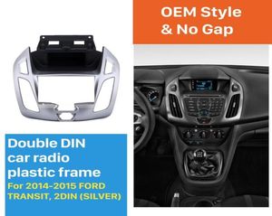 Silver Double Din Car Radio Fascia for 20142015 Ford Transit Dash Mount Stereo Install Frame Auto Dashboard Covers3655575