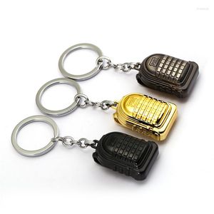 مفاتيح keychains PlayerNunknown's Battlegrounds keychain المستوى 3 حقيبة ظهر الشكل المعدنية حامل الحلقة Men Jewelry Chaveiro ys12699