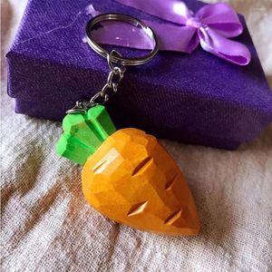 Keychains Hand Carved Wooden Carrot Keyring Cute Wood Carving Pendant For Bag KeychainsCreative Key Chains Charms Handmade DIY Art Fob