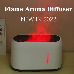 Apparater 8 färger fjärrkontrollflameffekt luftfuktare elektrisk aromaterapi diffusor simulering eld 200 ml flamfuktare