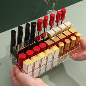 Förvaringslådor Lipstick Display Stand Case Makeup Box Holder Cosmetic Jewelry Polish Organizer Accessories Supplies